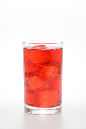 Pink soda drink in a glass on white backgroundの写真素材