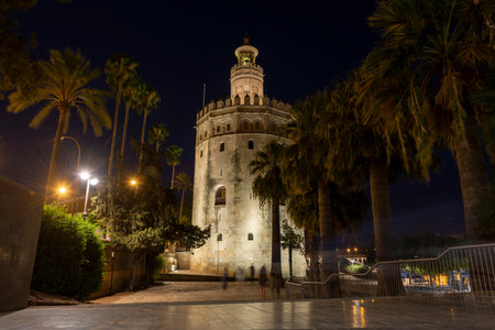 Seville, Spain - August 15, 2019: Gold Towerの写真素材