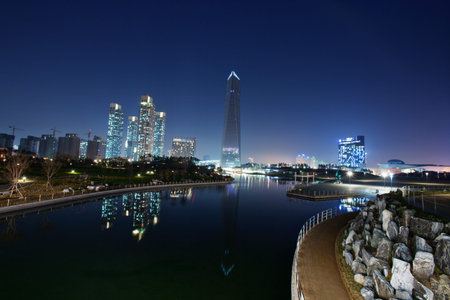 Beautiful night view in South Korea,Songdo