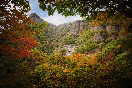 Autumn landscape with temples in south korea, cheongryangsa