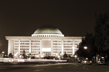 Beautiful night view in South Korea, Yeouido  National Assembly Building のeditorial素材