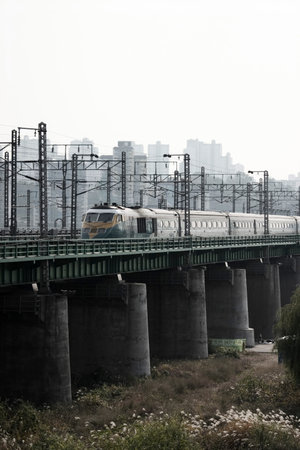 Han River Railway Bridge Train in south korea