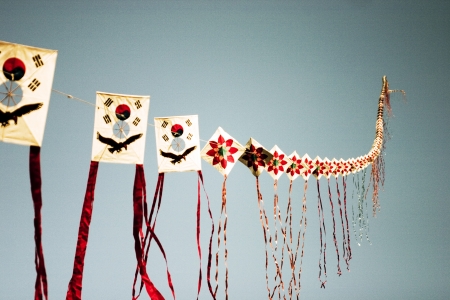 Traditional culture  in south Korea,kite flyingの写真素材