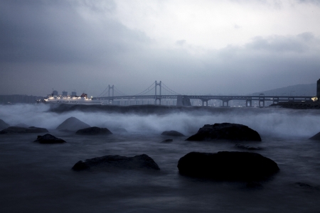 Beautiful Bridge in South Korea,Busan のeditorial素材