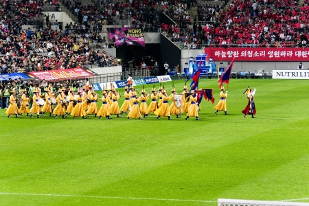 Sangam  Stadium football game in South Korea のeditorial素材