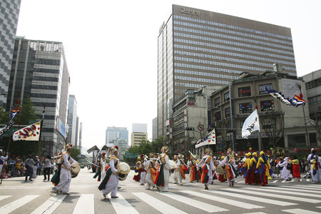 Traditional festivals in south korea , Seoul  Festival parades のeditorial素材
