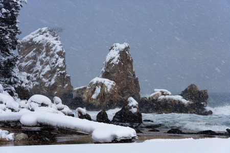 Beautiful landscape in South Korea,Chuam" snowy beach"の写真素材