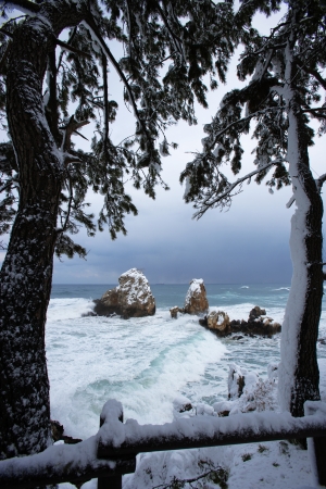 Beautiful landscape in South Korea,Chuam" snowy beach"の写真素材
