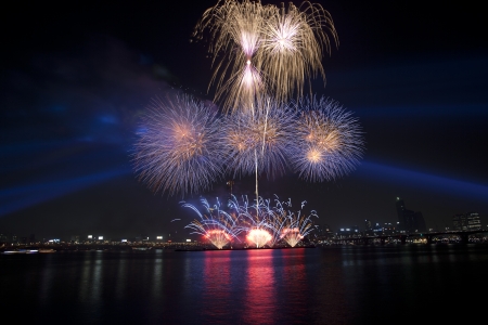 Han River Seoul" International Fireworks Festival in South Korea"の写真素材