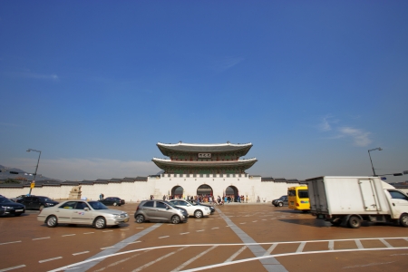 Gwanghwamun Gyeongbokgung  Palace in South Korea のeditorial素材