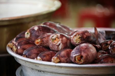 street food in south korea,Squid sundae の写真素材