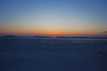 Beautiful winter landscape in south korea,Sihwaho の写真素材