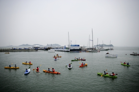 Sailing World Championships in South Korea,Jeongok seaport のeditorial素材