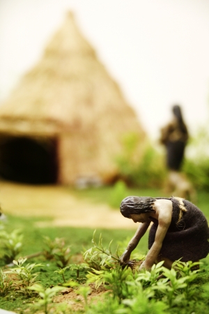 Neolithic hunter model in south koreaの写真素材