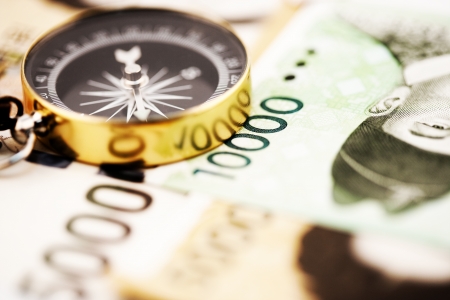 Money in south korea,Compassの写真素材