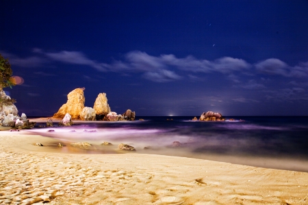 Beautiful night view in South Korea,Chuam" beach "の写真素材