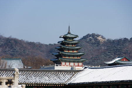 Gyeongbokgung  Palace in South Korea のeditorial素材