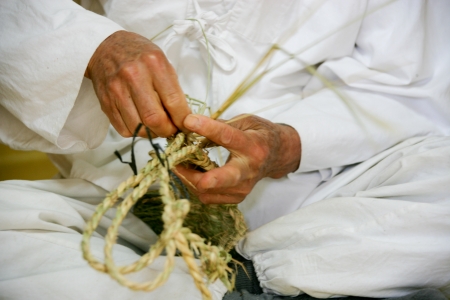 making traditional footwear sandals の写真素材