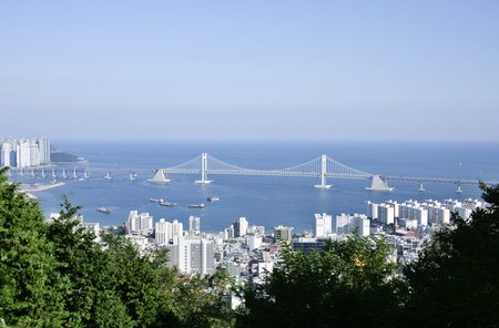 Beautiful night view in South Korea , Busan" "Gwanganli""の写真素材