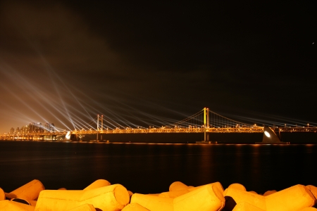 Beautiful night view in South Korea , Busan , Kwangan  Bridgeの写真素材