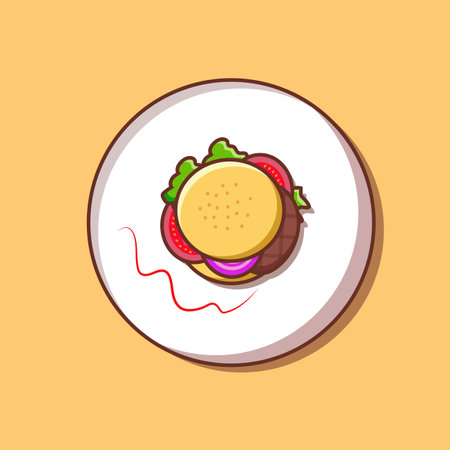Fast food icon. Hamburger. Vector illustration in cartoon style.のイラスト素材