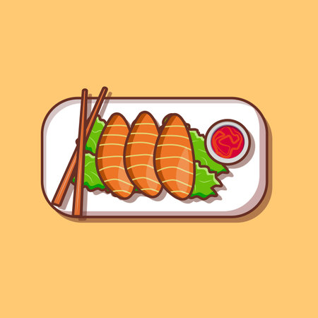 Sashimi, Japanese food, vector illustration in flat style.のイラスト素材