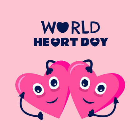 World heart day with red heart and world sign background, World Heart Day conceptのイラスト素材
