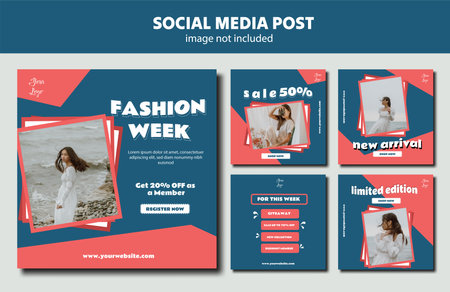 fashion social media post sale editable template collection, fashion post feedのイラスト素材