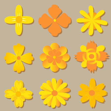 Icon set of flower, summer flower, spring flowers illustration vector designのイラスト素材