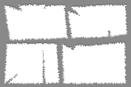 Pieces of torn white note paper different shapes isolated on background realistic vector illustration, Notepad torn paper for message note, and cardboard blank ripped piece stripsのイラスト素材