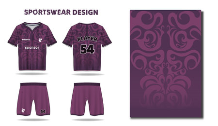 purple soccer jersey sport tshirt design sportswear design pattern cutting edge designs for sports jerseys and sportswear, blue and green clothing t shirt design editable templateのイラスト素材