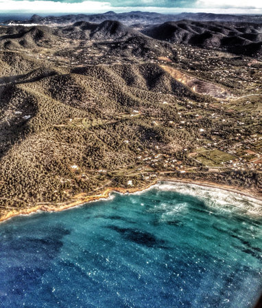 Ibiza island, spain in birdeye viewの素材