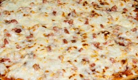 Vegetarian pizza with Cheese and bacon topingの写真素材