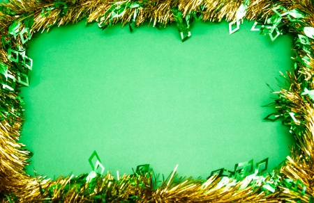 Green backdrop with green and gold color borderの写真素材