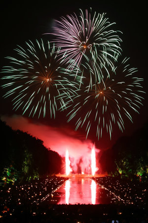 Colorful Fireworks at dark background of the night sky.の写真素材