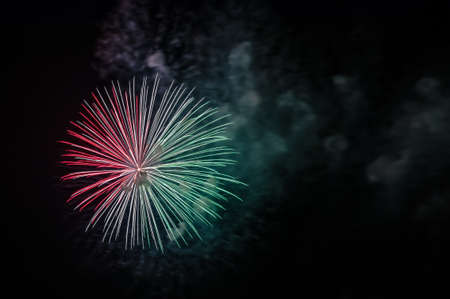 colorful fireworks set on twilight background. Design for celebration eventの写真素材