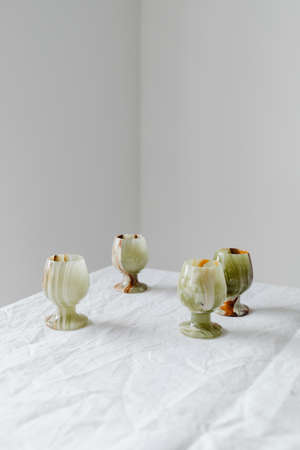 Dried flowers and small vases. cozy and soft home decor concept.の写真素材