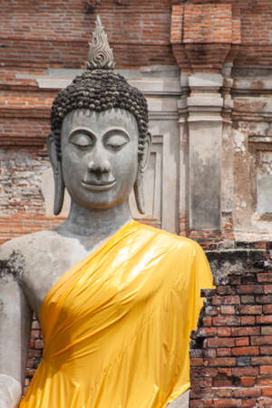 Buddha Ruined Old Temple of Ayutthaya, Thailandの写真素材