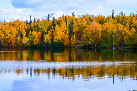Alaska Lake in the Fallの写真素材