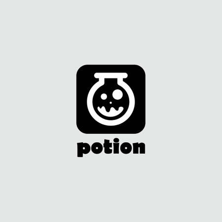 simple herb logo design in black colorのイラスト素材