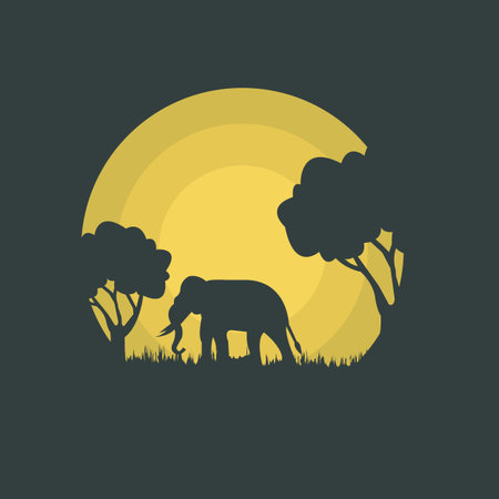 flat design.
elephant illustration in nature style colorのイラスト素材