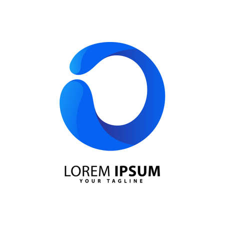 blue gradient O letter logo designのイラスト素材