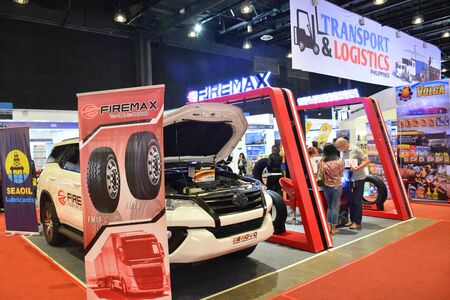 PASAY, PH - AUG. 17: Firemax tires exhibit booth on August 17, 2018 at Transport and Logistics in World Trade Center Metro Manila, Pasay, Philippines.のeditorial素材