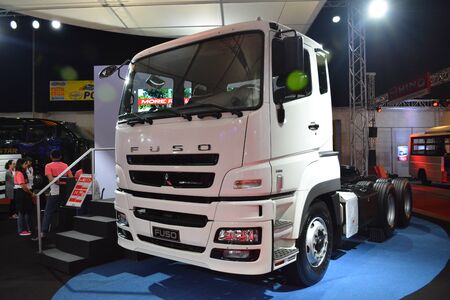 PASAY, PH - AUG. 17: Fuso tractor head truck on August 17, 2018 at Transport and Logistics in World Trade Center Metro Manila, Pasay, Philippines.のeditorial素材