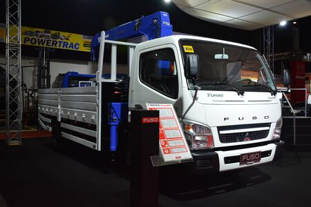 PASAY, PH - AUG. 17: Fuso hook crane truck on August 17, 2018 at Transport and Logistics in World Trade Center Metro Manila, Pasay, Philippines.のeditorial素材