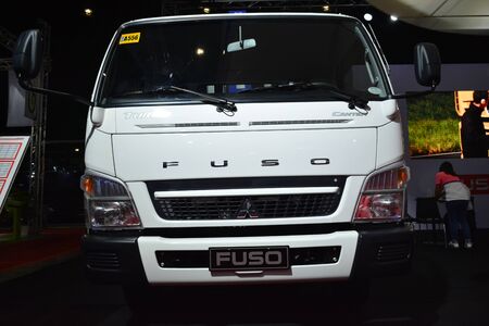 PASAY, PH - AUG. 17: Fuso hook crane truck on August 17, 2018 at Transport and Logistics in World Trade Center Metro Manila, Pasay, Philippines.のeditorial素材