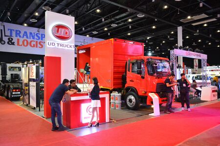 PASAY, PH - AUG. 17: UD Trucks exhibit booth on August 17, 2018 at Transport and Logistics in World Trade Center Metro Manila, Pasay, Philippines.のeditorial素材