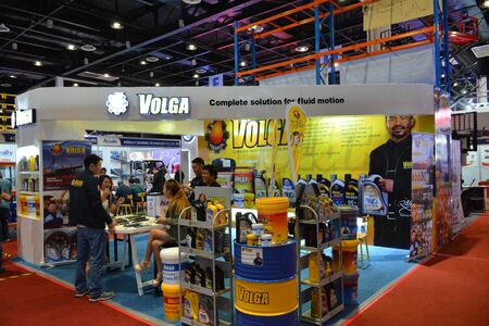PASAY, PH - AUG. 17: Volga oill exhibit booth on August 17, 2018 at Transport and Logistics in World Trade Center Metro Manila, Pasay, Philippines.のeditorial素材