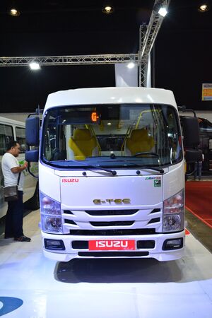PASAY, PH - AUG. 17: Isuzu G-Tec public utility vehicle on August 17, 2018 at Transport and Logistics in World Trade Center Metro Manila, Pasay, Philippines.のeditorial素材