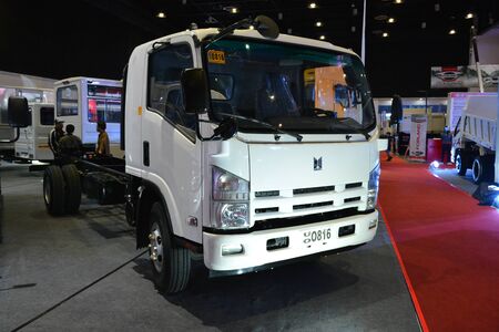 PASAY, PH - AUG. 17: Isuzu bare chassis truck on August 17, 2018 at Transport and Logistics in World Trade Center Metro Manila, Pasay, Philippines.のeditorial素材